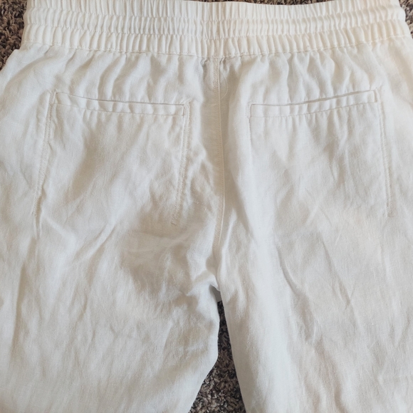 Athleta White Linen Wide Leg Pants Size 4P - Picture 6 of 9